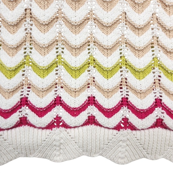 Rachel Zoe Knit Crochet Cotton Maxi Dress Sz L Chevron Boho Beach Festival - Picture 4 of 8